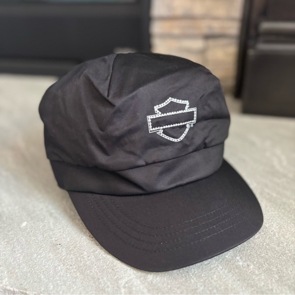 Harley Davidson Women Bedazzled Rhinestone Spirited Bikerβ Bar Shield Logo Hat M
